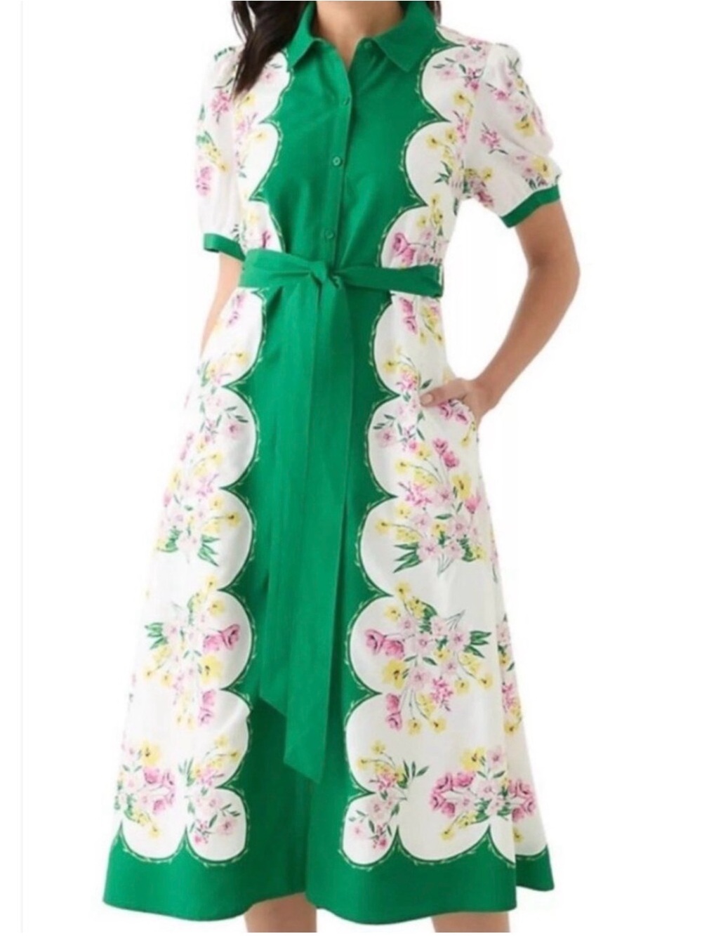 Crown & Ivy Belted Midi Floral Dress